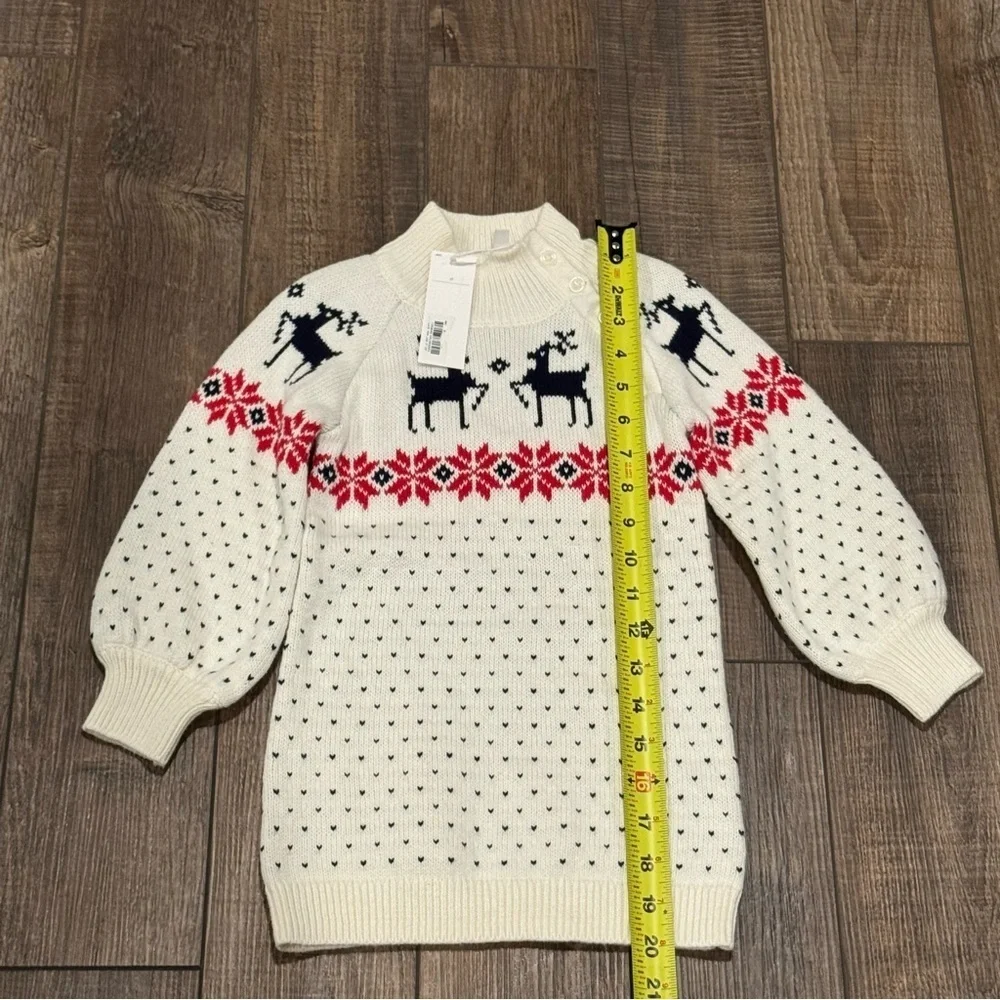 New Janie and Jack Toddler Fair Isle Reindeer Holiday Christmas Sweater Dress 2T